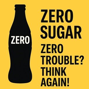 Infographic over de invloed van zero frisdrank op bloedsuiker en hongergevoel.